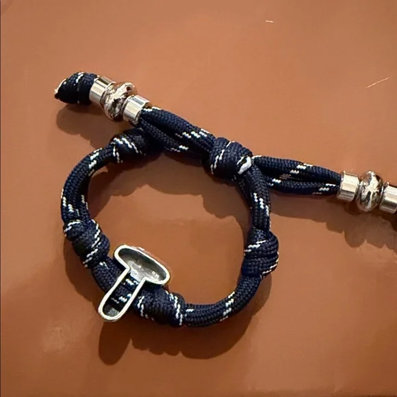 BAUBLEBAR Navy Knotty Adjustable Bracelet with Silver Initial Accent - Picture 4 of 8